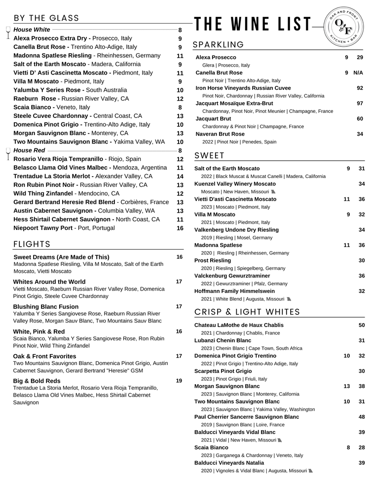 O&F Wine List - Back